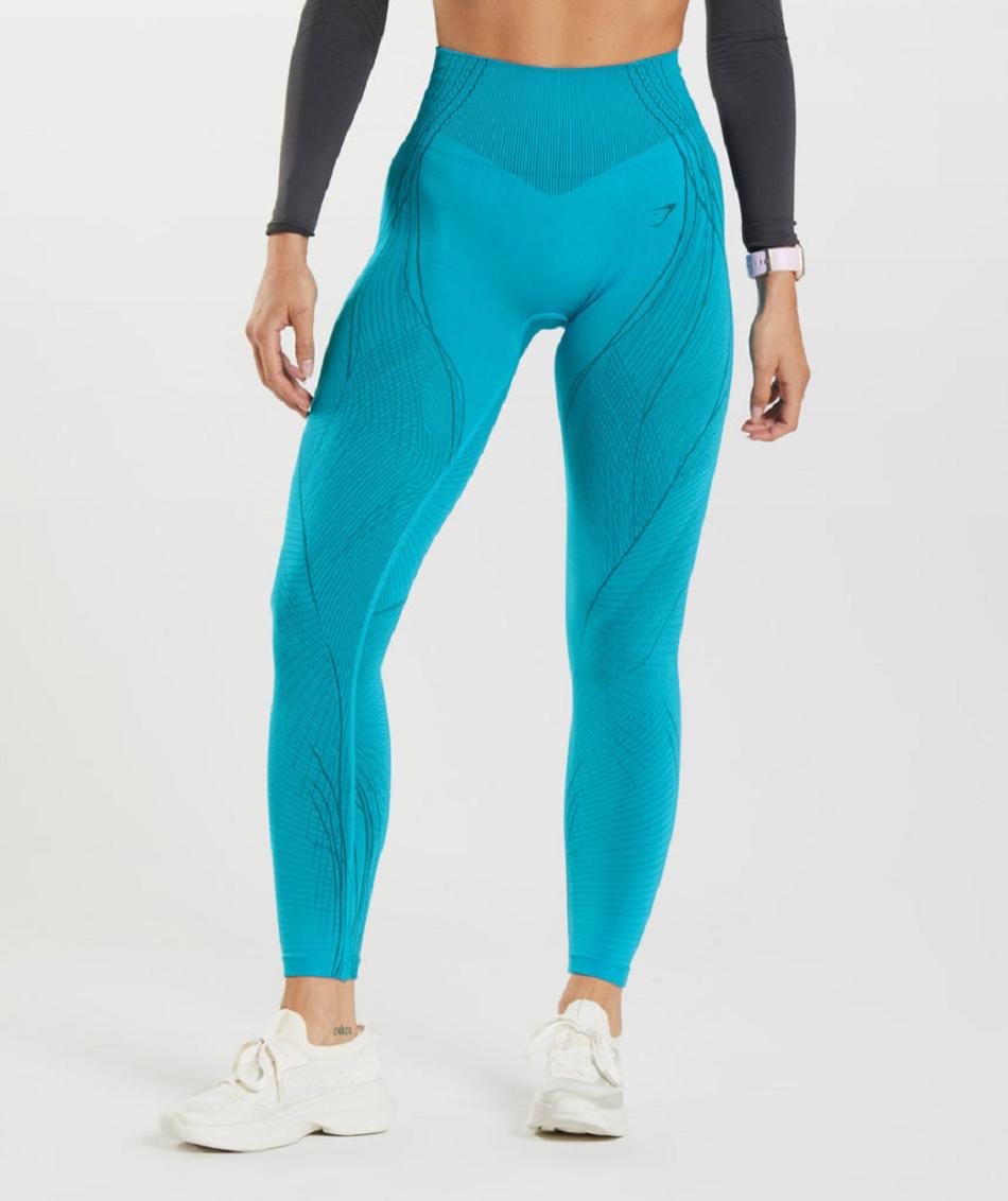 Leggins Gymshark Apex Seamless Mujer Gris Oscuro Azules Azules | CO 2827EBC